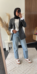 Blazer rayé Gris